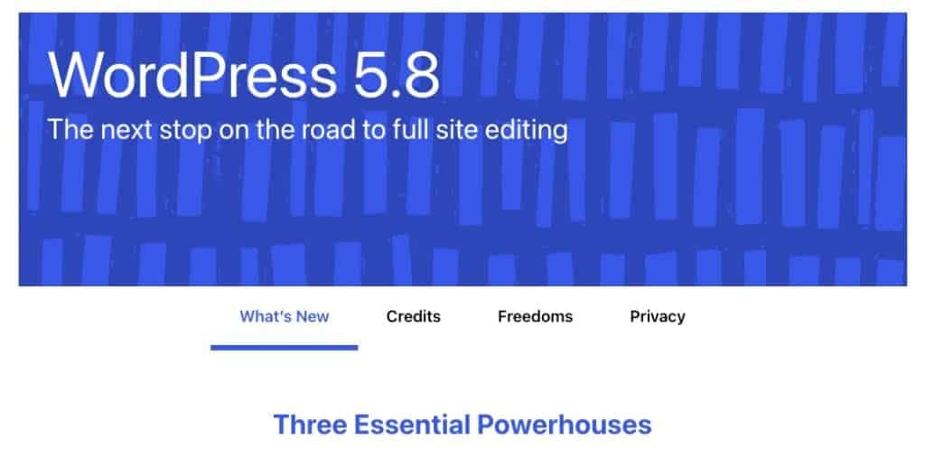 WordPress 5.8 Update